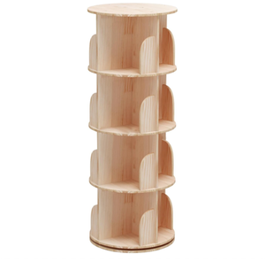 Rotating Bookshelf 360 Degrees 4 Tier <strong>Stack</strong> Able Solid Wood Bookshelf Organizer Storage Display Rack Floor Standing <strong>Bookcase</strong> - Product Image 1