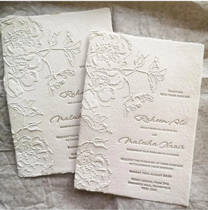 Invitación <span class=keywords><strong>de</strong></span> Boda Hecha a Mano con Papel <span class=keywords><strong>de</strong></span> Algodón Rasgado, Impresión Tipográfica, Borde Deshilachado, Detalles <span class=keywords><strong>de</strong></span> Flores, Tarjeta <span class=keywords><strong>de</strong></span> Confirmación <span class=keywords><strong>de</strong></span> Asistencia - Product Image 1