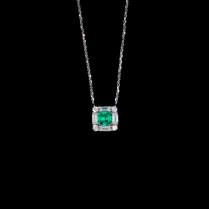 FYXL-1147 Le pendentif et la chaîne sont tous deux en argent sterling 925 avec des pierres de zircon synthétique. Un collier luxueux et élégant à maillons carrés - Product Image 1