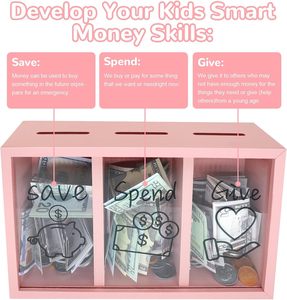 Personalizado Spend Save Give Piggy Bank para niños Money Coin Savings Piggy Bank Jar Box para niños Child Safe Money Saver - Product Image 5