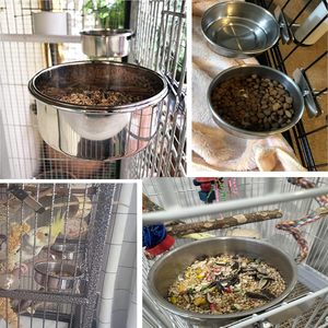 Stainless Steel <b>Bird</b> Feeding Dish Cups <b>Bird</b> <b>Feeder</b> Metal Food Water Bowl Pet <b>Cage</b> Cups Holder for <b>Bird</b> - Product Image 2