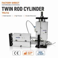 Cylindre pneumatique à double tige TNJ16, alésage 16 mm, double arbre guidé, double action, course réglable externement 5-100 mm avec aimant