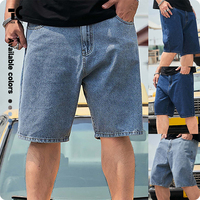 Shorts en jean délavé vintage 100 % coton coupe ample pour homme avec logo personnalisé, style streetwear décontracté, longueur genou