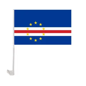 Bandeira personalizada da janela do carro do cabo verde do poliéster da impressão de 12x18 polegadas com suporte