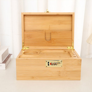 Custom Logo Smell Proof Stash <b>Box</b> Smoking Accessories Bamboo Eco-friendly Sliding Rolling Tray <b>Large</b> Storage <b>Box</b> With Jar - Product Image 1