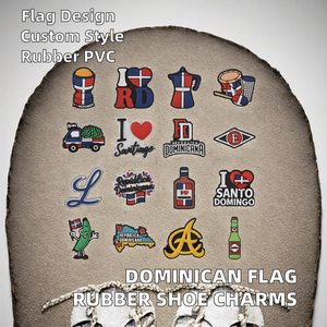 Breloques de chaussures en gros avec drapeau dominicain, design personnalisé, en caoutchouc PVC, pour sabots, décoration de chaussures, bracelets, style designer Bling - Product Image 2