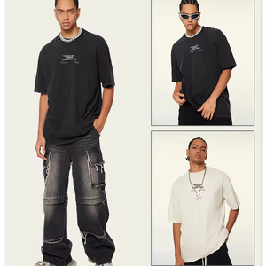 Men's 2024 Spring and Summer Youth Cotton Short-sleeved T-shirt American Retro Street Short-sleeved T-shirt Man - Product Image 3