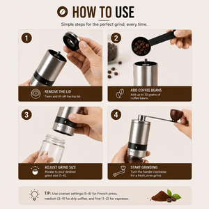 Wholesale High Quality Top Seller 304 Stainless Steel Portable Mini Manual Coffee Bean <b>Grinder</b> With Ceramic for Sale - Product Image 4