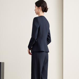 Women's Blue Suit Set Polyester Formal Work Uniform Full Sleeve Anti-Wrinkle Spring Autumn 2025 Style - Product Image 3