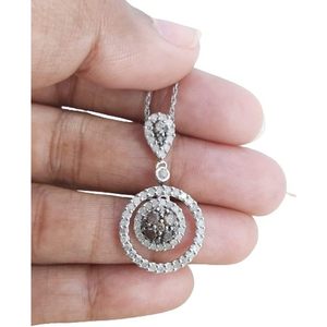 Collier pendentif Lavalier cercle de diamants Jewelspaark 1,27 carat taille brillant couleur G plaqué rhodium argent sterling 925 pour femme - Product Image 5