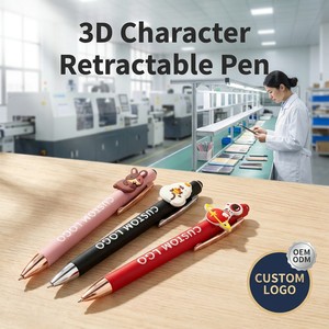 Accesorios para Bolígrafos con Personajes <span class=keywords><strong>de</strong></span> Dibujos Animados en 3D + Bolígrafos, Logotipo Personalizado, Bolígrafos Decorativos con Pantalla Táctil Metálica, Regalo OEM al por Mayor - Product Image 1