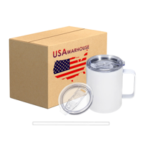 Lot de 25 tasses à café vierges en acier inoxydable de 12 oz pour sublimation avec poignée, prêtes à l'emploi (RTS) pour les États-Unis