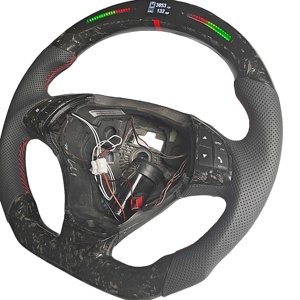 Volant de Voiture <span class=keywords><strong>Sport</strong></span> Performance TY à 3 Branches avec Affichage LED, en Cuir Véritable 100 % Fibre de Carbone, Personnalisé avec Couleur de Surpiqûre au Choix - Product Image 2
