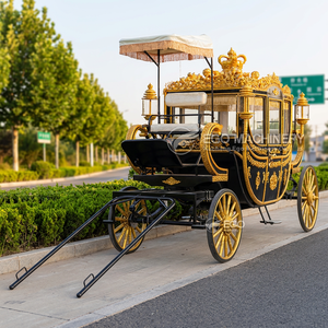 Chariot de Mariage Électrique Noir et Doré Style Royal à 4 Roues, Chariot de Tourisme Électrique Élégant en Promotion - Product Image 4