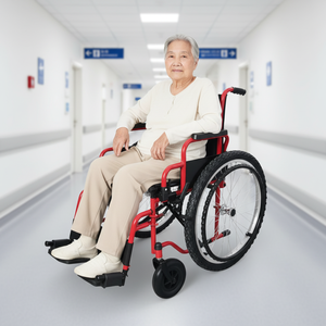 כסא גלגלים ידני RAFU RF6003A עם 8 צמיגים, 24 אינץ' קדמי, משענת יד מתכווננת וניתנת להסרה, משענת רגליים נשלפת, קיפול צד-בצד מאחור - Product Image 3