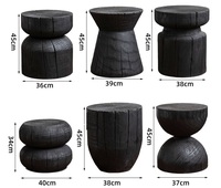 Design personnalisé Bois Massif et Carbure Racine Noire Sculpté Bloc à Découper Ancienne Table à Thé