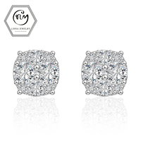 Boucles d'oreilles en argent sterling 925 plaqué or en forme de fleur, serties de moissanite, style hip-hop, vente en gros RTS