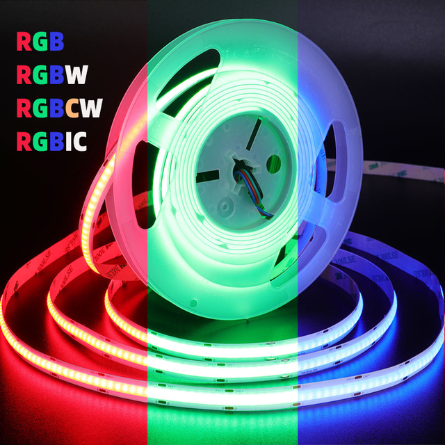 High Brightness RGBCCT COB Smart LED Strip 12V Blue Red RGB+CCT 24V RGBW RGB LED Lights Decor 10mm Strips Lights
