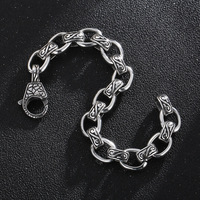 Bracelet pour homme en acier inoxydable, motif rétro carré 12 mm, motif totem, ensemble d'accessoires de bijouterie