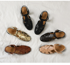 Sandali Estivi Traspiranti con Fibbia Intrecciata per Donne Taglie Grandi Sandali Piatti da <span class=keywords><strong>Donna</strong></span> Stile Pescatore - Product Image 1