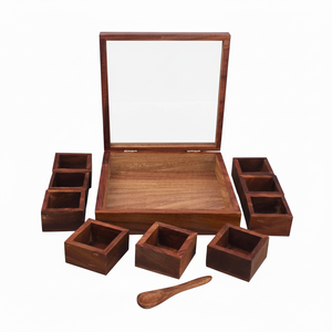 Organisateur de boîte à épices en bois de cuisine de qualité supérieure avec séparateurs pour un rangement efficace et un présentoir de comptoir élégant - Product Image 1
