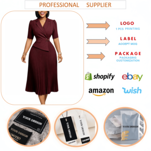 Robe de bureau d'été <span class=keywords><strong>J4</strong></span> Fashion pour femmes, robe élégante décontractée à manches courtes, col tailleur, robes de travail pour femmes, robes maxi africaines pour femmes - Product Image 6