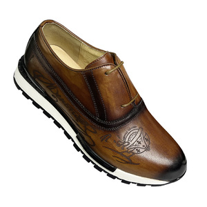 Zapatos Oxford de Cuero Genuino para Hombre, Punta Redonda, Transpirables, para Oficina y Vestir, Suela de Goma, Parte Superior con Logotipo Impreso - Product Image 5