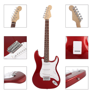 Chitarra Elettrica <span class=keywords><strong>Classica</strong></span> Stile ST in Legno Massello Rosso Metallizzato con Pickup SSS, Strumento Elettrico Rock per Principianti, Vendita all'Ingrosso - Product Image 6