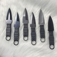 Couteau droit compact haute dureté pour l'extérieur, couteau tactique de survie portable pour le camping, couteau à lame fixe multifonctionnel de type anneau