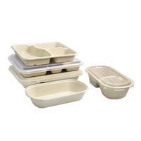 Boîtes rigides jetables, ensemble de boîtes à lunch, emballage alimentaire à emporter en papier biodégradable