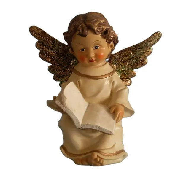 Resin Cherubs Figurine Miniature Resin Reading Book Angel Figure Statue Ornament Great Gift
