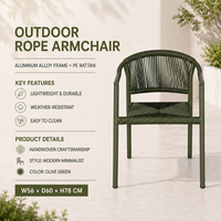 Fauteuil d'extérieur moderne et minimaliste en rotin PE tressé à la main, idéal pour patio et jardin – Vente directe usine