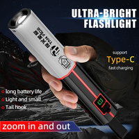 Lampe torche tactique à zoom télescopique, rechargeable, LED ultra-lumineuse, batterie lithium grande capacité, lampes de camping en plein air
