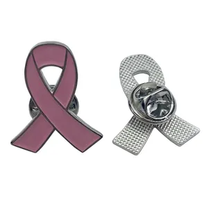 Raise Cancer Awareness Custom Health Badge Brooches Pink Ribbon Enamel Lapel Pin