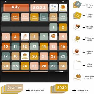 Calendario de pared plegable y funcional de tela resistente con tabla de clima mensual para niños, para uso escolar y de oficina, de fábrica. - Product Image 2