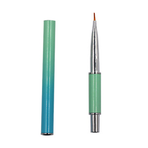 Ensemble de pinceaux pour nail art à manche métallique et poils synthétiques, comprenant des pinceaux liner, éventail, ronds, plats et petits, avec couvercle, pour la création de motifs en gel - Product Image 2