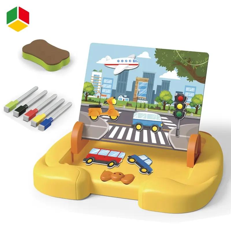 QS 2023 produk baru hadiah anak-anak mainan edukasi bantalan menulis plastik dapat dihapus warna DIY Graffiti Magnet papan mainan