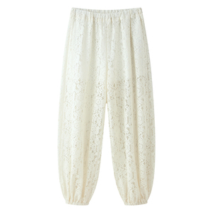 Pantalon personnalisé en dentelle à taille élastique Printemps 2026 - Coupe décontractée, style vintage pour femme, OEM/ODM par l'usine de vêtements chinoise - Product Image 1