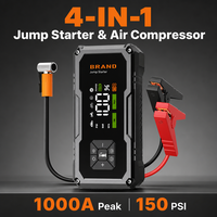Jump Starter Portabel Mobil & Motor 1000A Arus Puncak dengan Pompa Ban 150PSI dan Power Bank 10000mAh untuk Mesin Bensin 6.0L dan Diesel 4.0L
