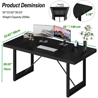 Bureau de bureau à domicile industriel simple moderne et contemporain Bureau pour PC Table d'étude d'ordinateur en bois noir Rangement contemporain
