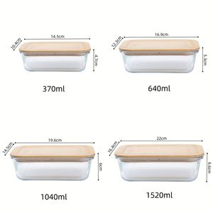 Wholesaler <b>Glass</b> Lunch Bento <b>Box</b> Eco Friendly Meal Prep Containers Airtight <b>Glass</b> Food Storage Containers with Bamboo Lids - Product Image 3