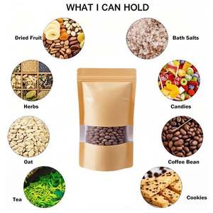 Sac en papier kraft Doypack de couleur refermable personnalisé avec fenêtre pour café thé noix nourriture flexible - Product Image 2
