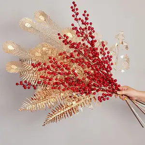 Forniture per la decorazione di eventi ortensia d'oro fiore artificiale foglie di bambù decorazioni persiano in foglia di palma per la casa di lusso