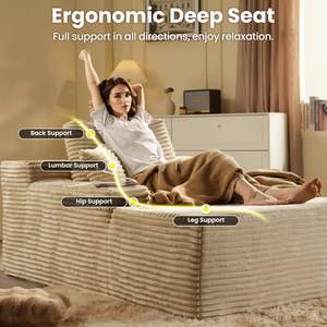 67インチフルフォームスリーパーソファベッド特大布張り長椅子ラウンジチェア - Product Image 4