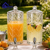 Distributeur en verre transparent de 4300 ml avec design côtelé, robinet et support sur pied pour jus, limonade, fêtes, buffets - Style américain, marque Garbo