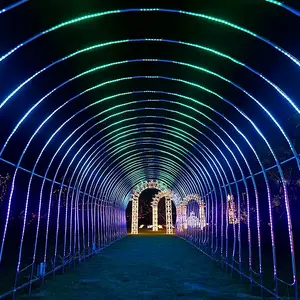LED屋外ホリデーストリートガーデンパークスクエア装飾タイムトンネル防水メタルアーチ3Dモチーフライト