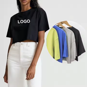 เสื้อกีฬาแขนสั้นใส่ได้ทั้งชายและหญิงผ้าคอตตอนขนาดใหญ่โลโก้ทรงหลวมออกแบบได้ตามต้องการสำหรับฤดูร้อน - Product Image 1