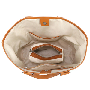 Canvas Tote Bag Women Leather Trim Large Capacity Work Travel Shoulder Handbag Customizable Daily Use OEM ODM Wholesale Factory - Product Image 3