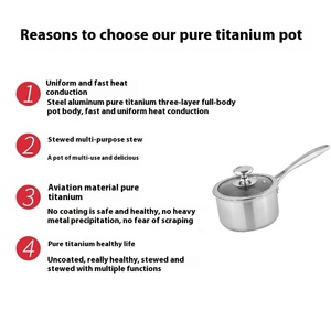 Vente en gros de nouvelle marmite à soupe en titane pur avec poêle à frire pour bébé design classique sans revêtement pour le camping et les compléments alimentaires pour bébés - Product Image 4