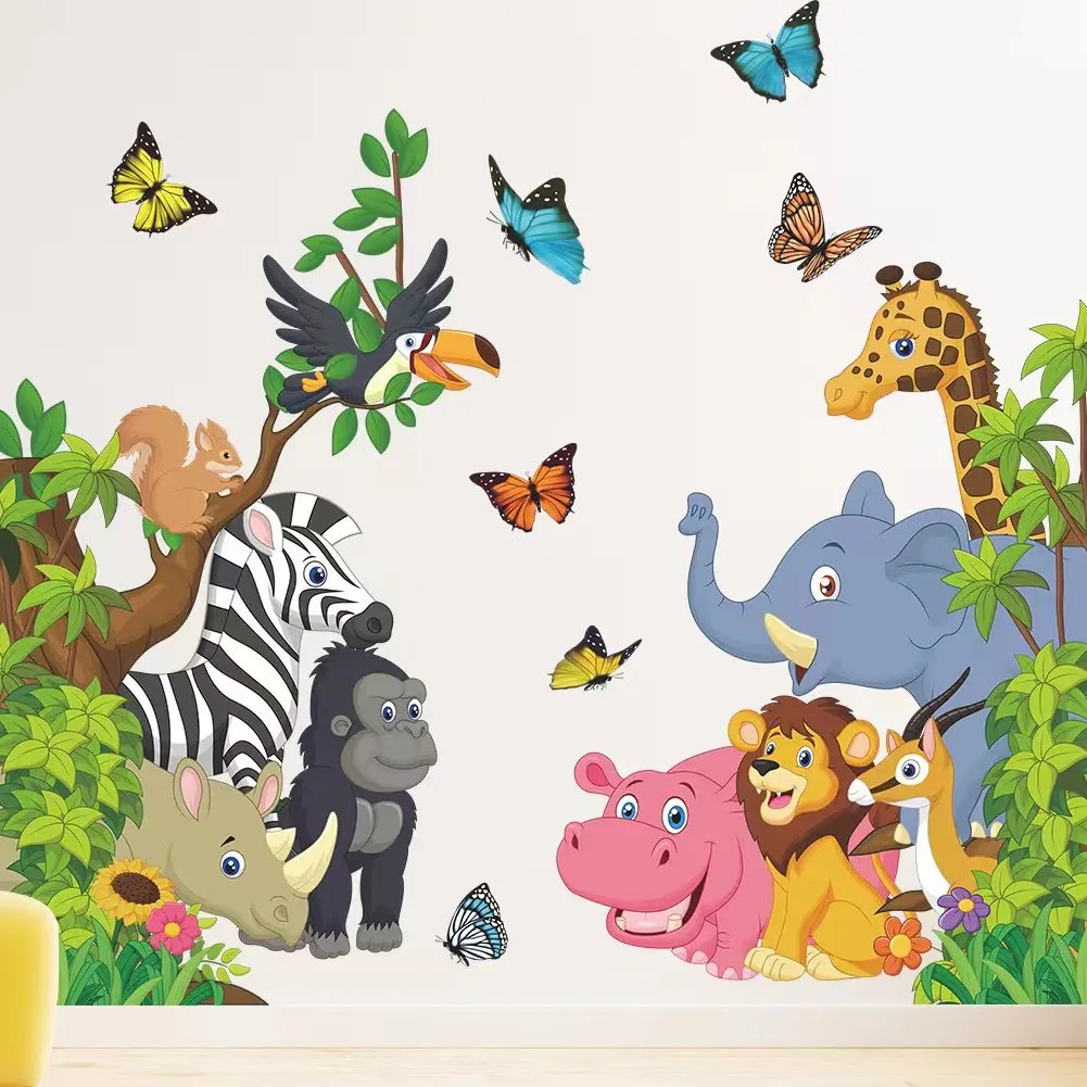 DIY Wall Decal Children Baby House Wall Decor Cartoon Jungle Animal Wall Stickers